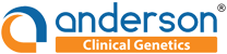 Logo of Anderson clinical genetics designed in blue and orange combination.